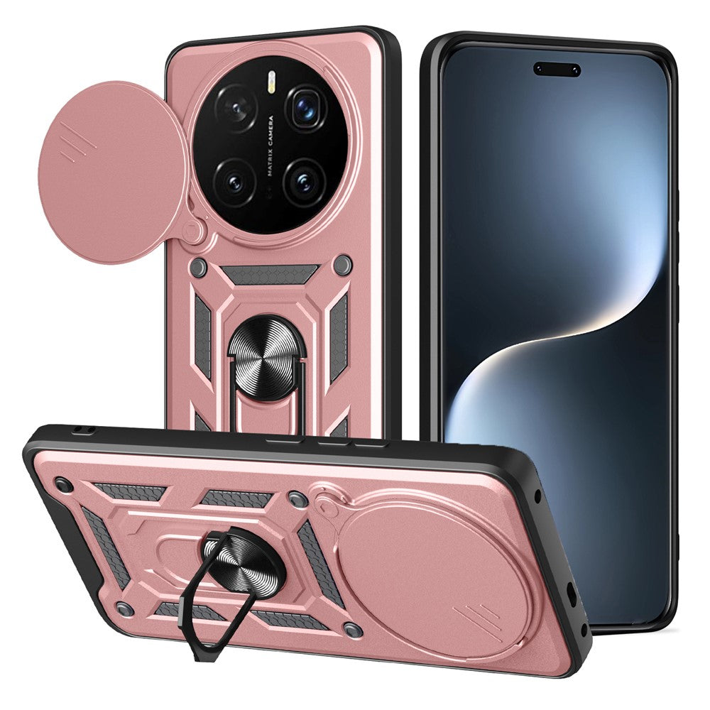 For Honor Magic7 Pro 5G Case with Slide Camera Lid PC + TPU Kickstand Phone Cover