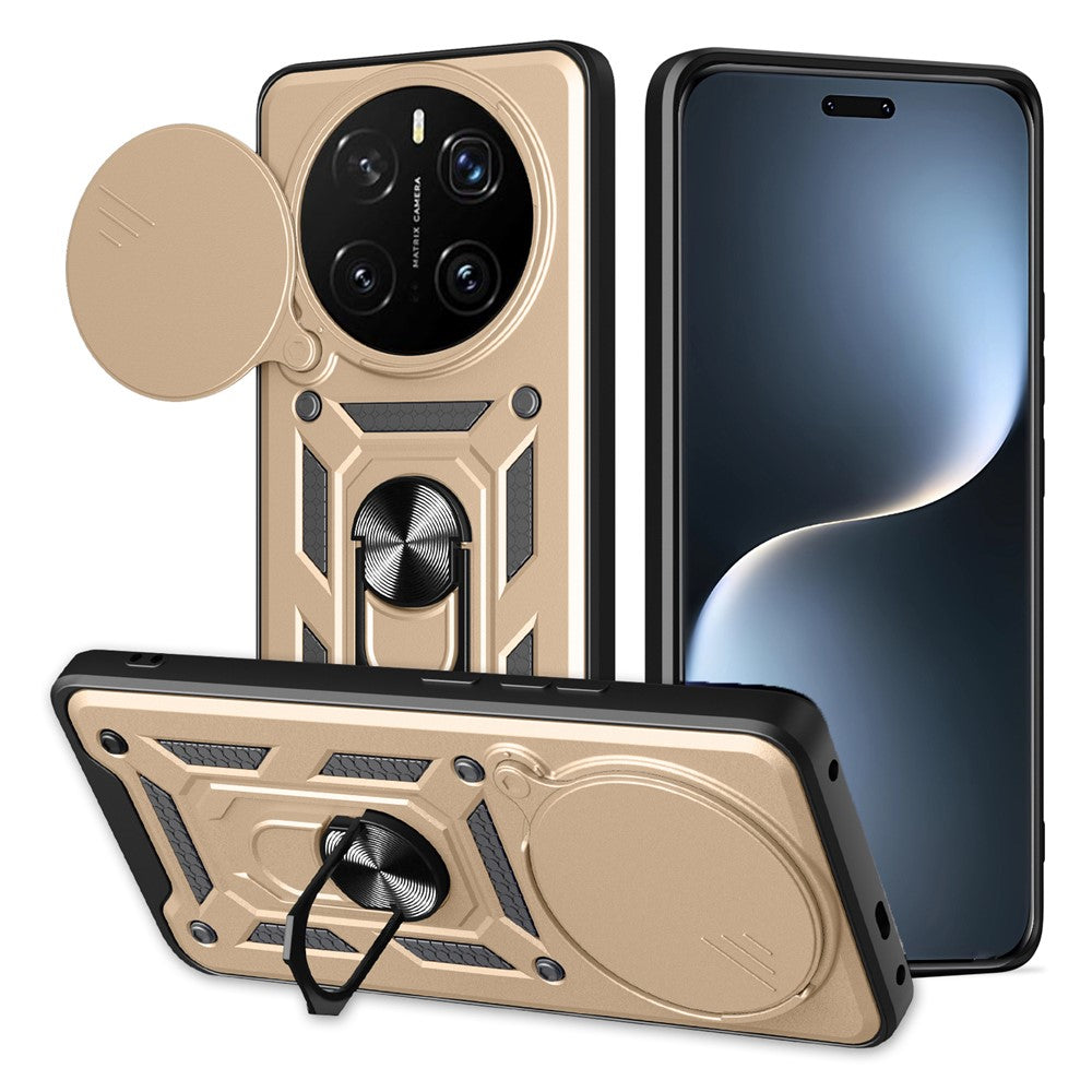 For Honor Magic7 Pro 5G Case with Slide Camera Lid PC + TPU Kickstand Phone Cover