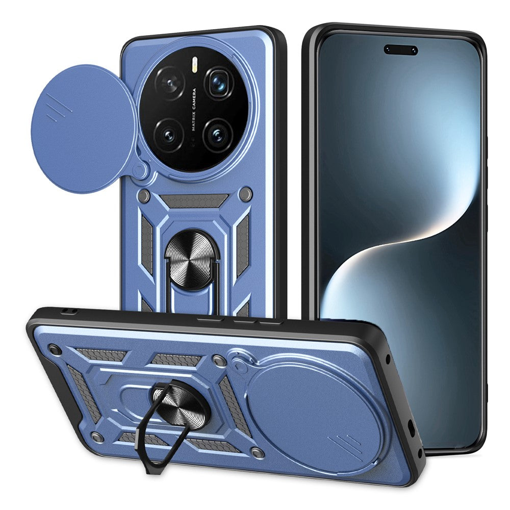 For Honor Magic7 Pro 5G Case with Slide Camera Lid PC + TPU Kickstand Phone Cover