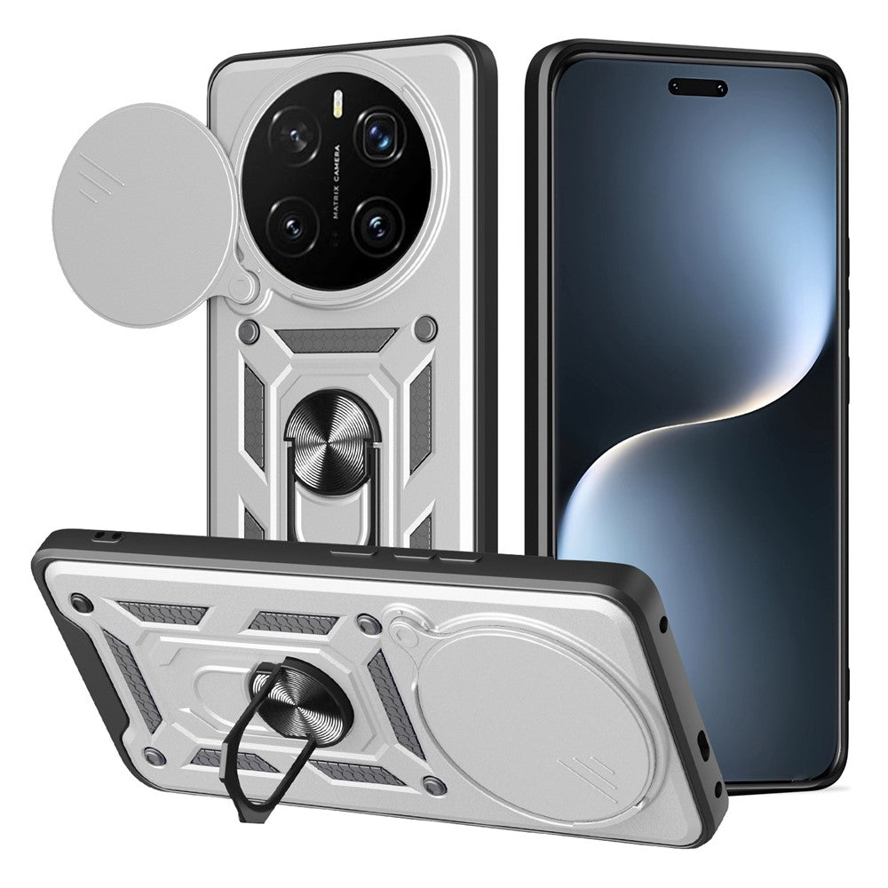 For Honor Magic7 Pro 5G Case with Slide Camera Lid PC + TPU Kickstand Phone Cover
