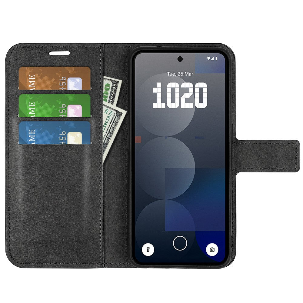 Nothing Phone (3a) Pro Handyhülle – Aus PU-Leder & TPU, mit Kalbslederstruktur, Brieftaschen- & Ständerfunktion