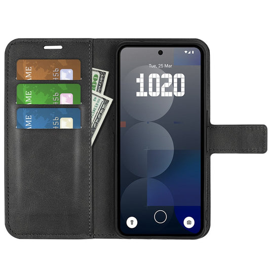 Nothing Phone (3a) Pro Handyhülle – Aus PU-Leder & TPU, mit Kalbslederstruktur, Brieftaschen- & Ständerfunktion