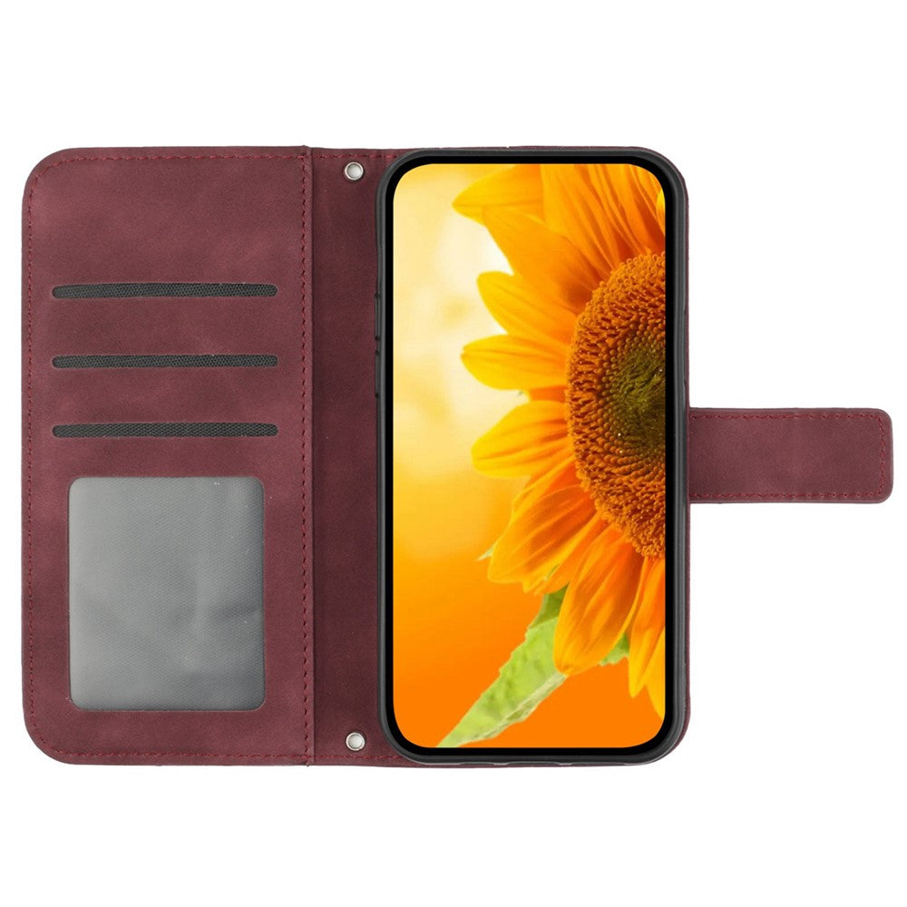 For Honor 400 Lite 5G Case Sunflower Imprint Leather Wallet Phone Cover with Wrist Strap