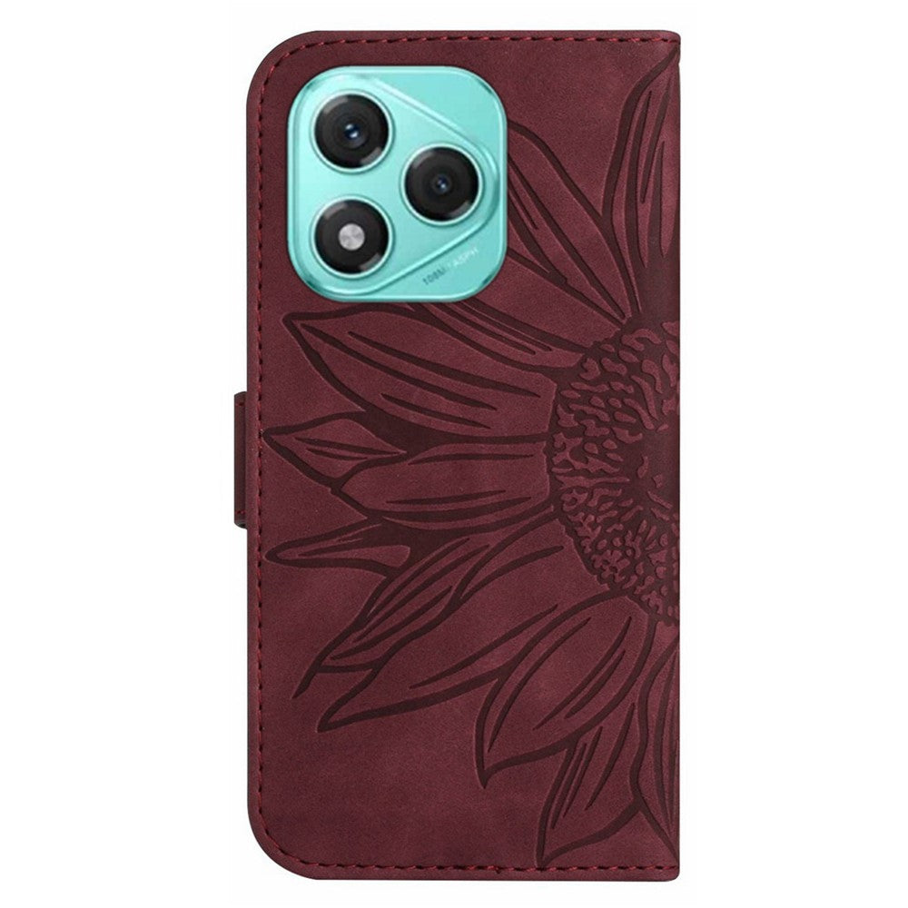 For Honor 400 Lite 5G Case Sunflower Imprint Leather Wallet Phone Cover with Wrist Strap