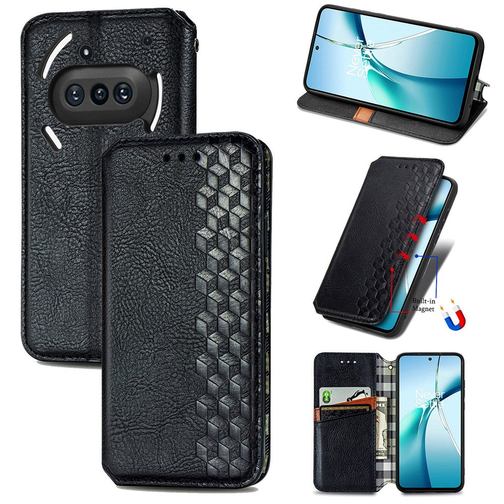 Nothing Phone (3a) Wallet-Handyhülle – Aus PU-Leder mit Rautenmuster, Brieftaschen- & Ständerfunktion