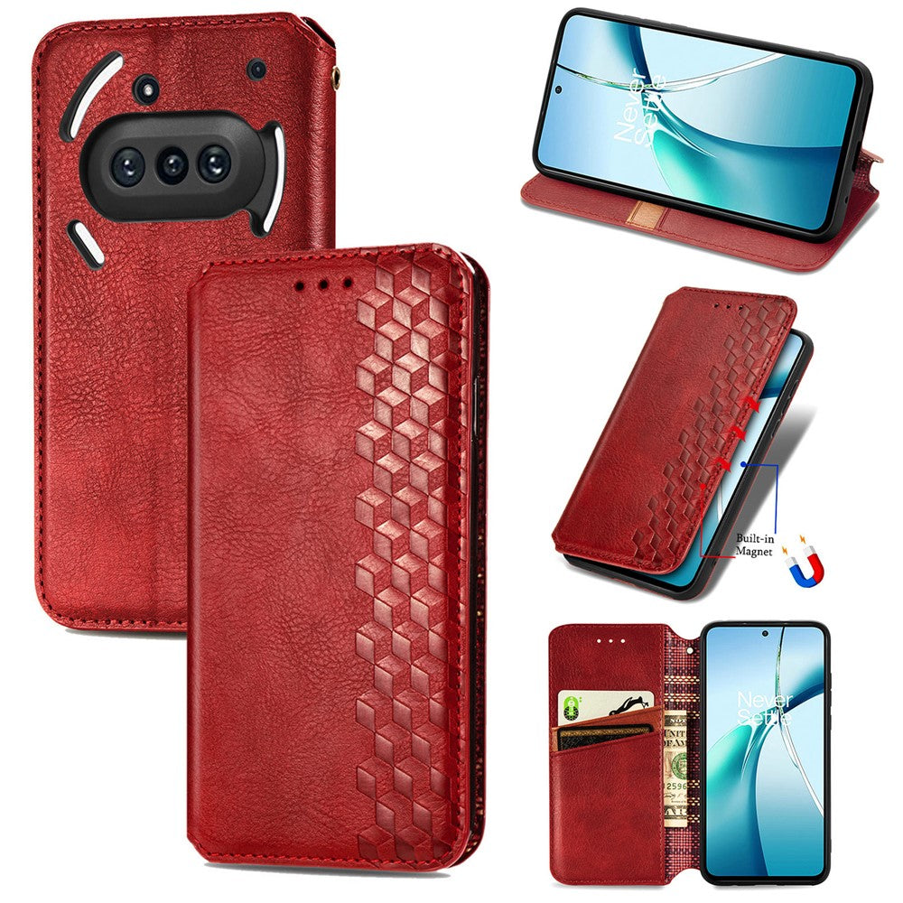 Nothing Phone (3a) Wallet-Handyhülle – Aus PU-Leder mit Rautenmuster, Brieftaschen- & Ständerfunktion