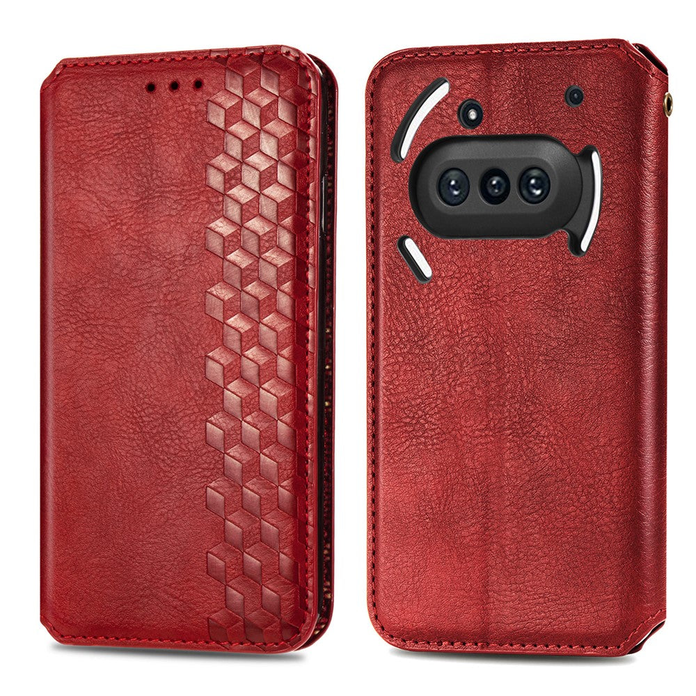 Nothing Phone (3a) Wallet-Handyhülle – Aus PU-Leder mit Rautenmuster, Brieftaschen- & Ständerfunktion