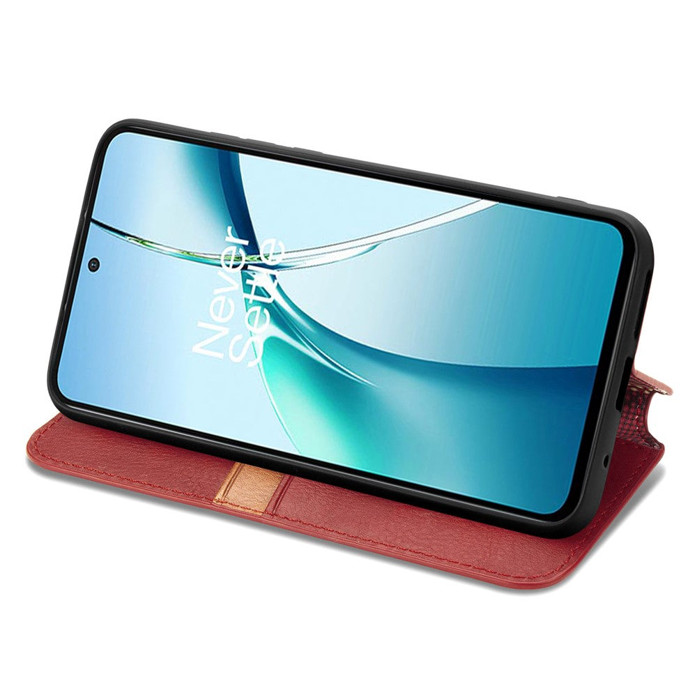 Nothing Phone (3a) Wallet-Handyhülle – Aus PU-Leder mit Rautenmuster, Brieftaschen- & Ständerfunktion