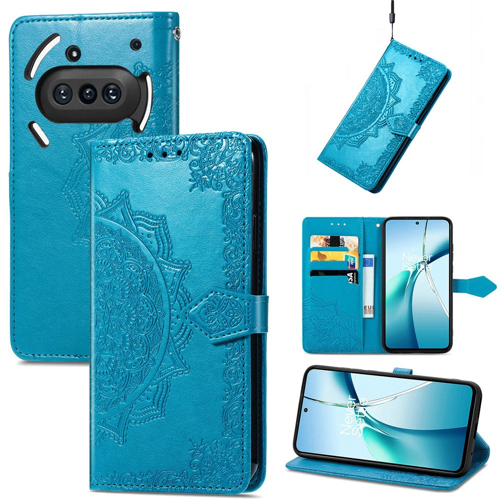 Nothing Phone (3a) Wallet-Handyhülle – Aus geprägtem Mandala-Leder, mit Magnetverschluss & Klappverschluss