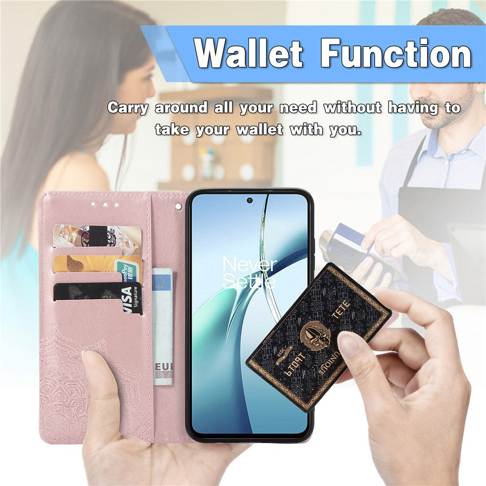 Nothing Phone (3a) Wallet-Handyhülle – Aus geprägtem Mandala-Leder, mit Magnetverschluss & Klappverschluss