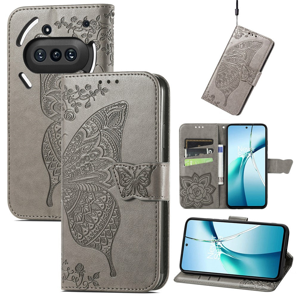 Nothing Phone (3a) Wallet-Handyhülle – Aus PU-Leder mit Schmetterlingsmuster