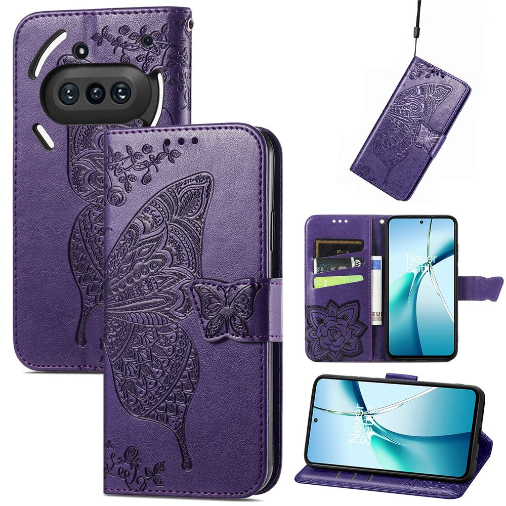 Nothing Phone (3a) Wallet-Handyhülle – Aus PU-Leder mit Schmetterlingsmuster