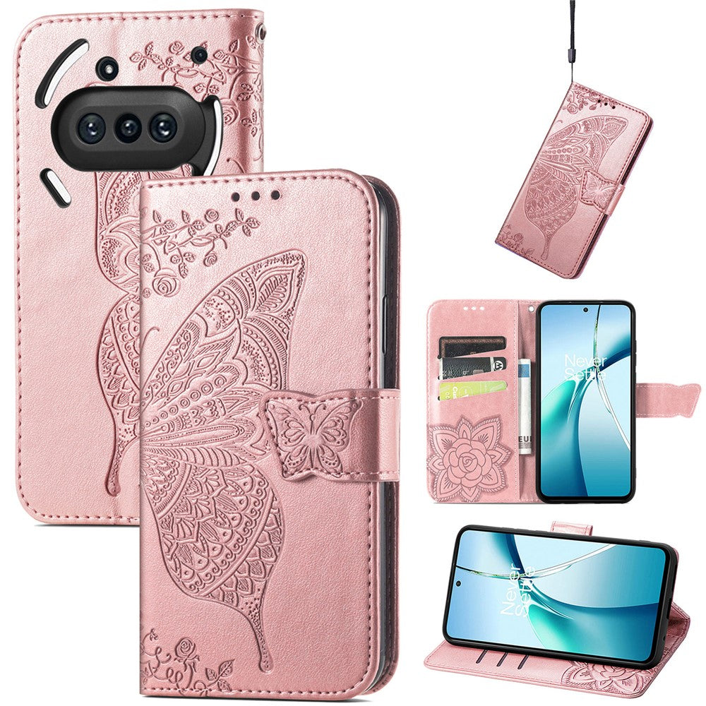 Nothing Phone (3a) Wallet-Handyhülle – Aus PU-Leder mit Schmetterlingsmuster