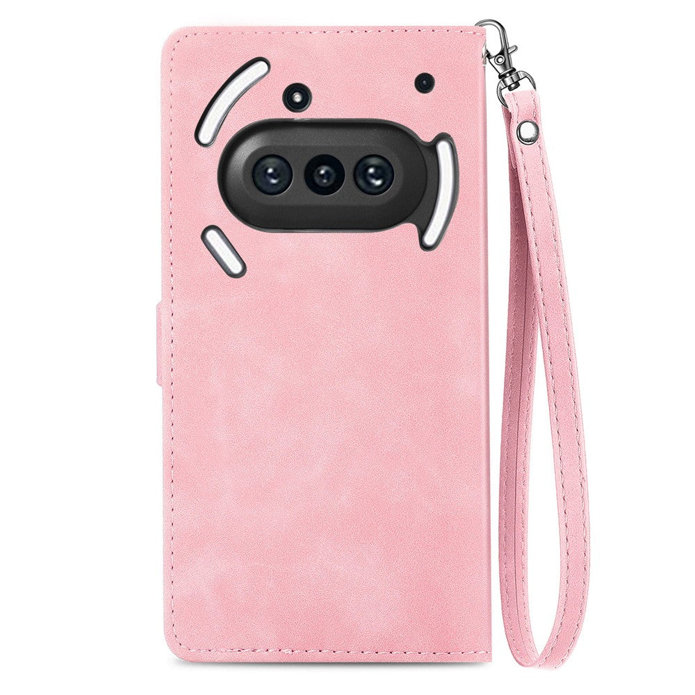 Nothing Phone (3a) Wallet-Handyhülle – Mit Riemen & Reißverschluss, aus PU-Leder, mit Blumenmuster