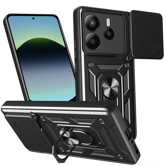 Xiaomi Redmi Note 14 4G (164.84mm) Handyhülle – Gehäuse mit verschiebbarem Kameradeckel aus PC + TPU-Kickstand
