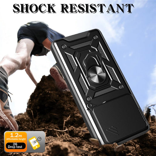 Xiaomi Redmi Note 14 4G (164.84mm) Handyhülle – Gehäuse mit verschiebbarem Kameradeckel aus PC + TPU-Kickstand