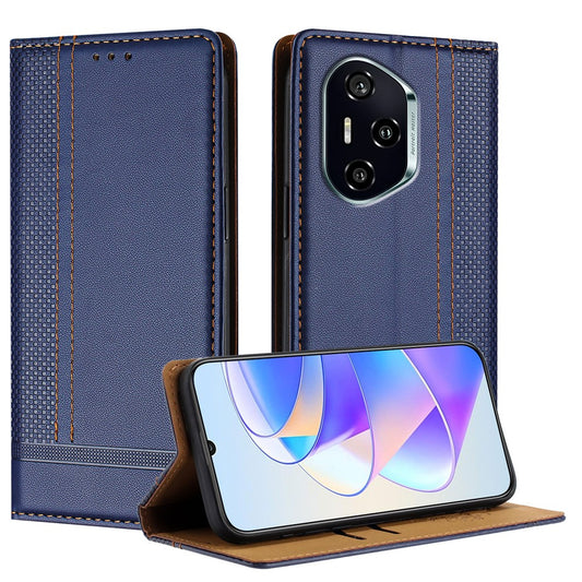 Honor 400 5G (Global) Handyhülle – mit L-förmigem Gittermuster, Lederständer, mit Kartenfächern