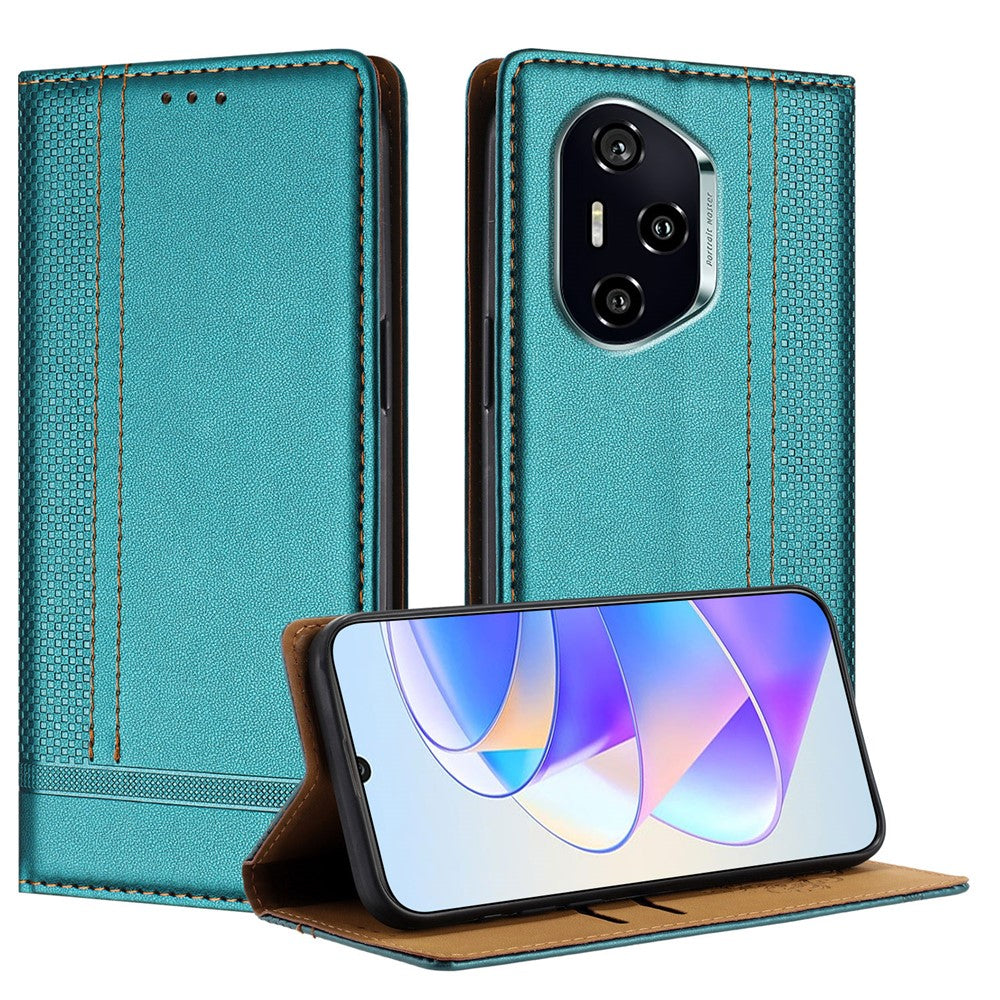For Honor 400 5G (Global) Case L-Shaped Grid Pattern Leather Stand Phone Cover with Card Slots
