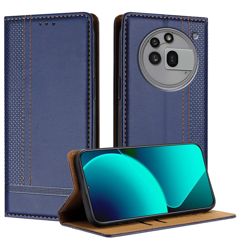 For Nothing Phone (3a) Pro Case L-Shaped Grid Pattern Leather Stand Phone Cover with Card Slots