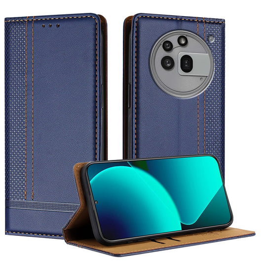 For Nothing Phone (3a) Pro Case L-Shaped Grid Pattern Leather Stand Phone Cover with Card Slots