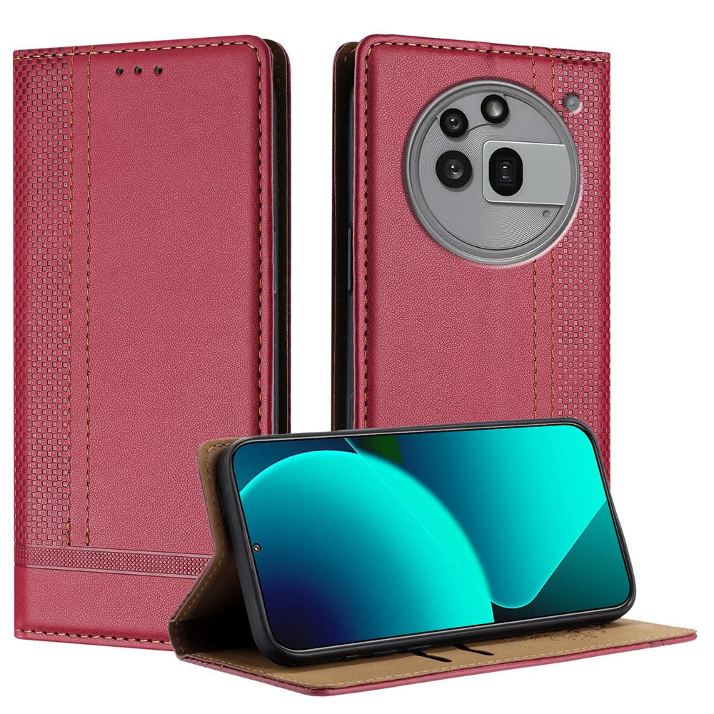 For Nothing Phone (3a) Pro Case L-Shaped Grid Pattern Leather Stand Phone Cover with Card Slots