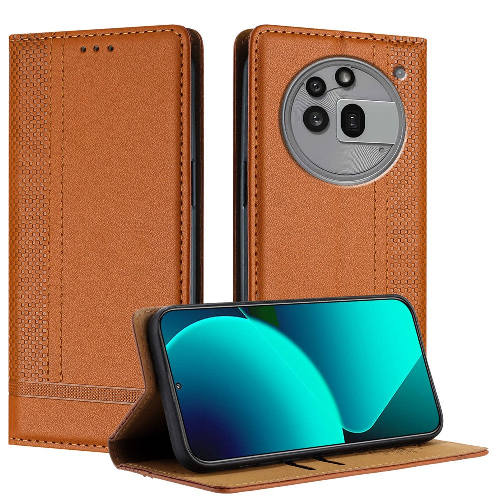 For Nothing Phone (3a) Pro Case L-Shaped Grid Pattern Leather Stand Phone Cover with Card Slots