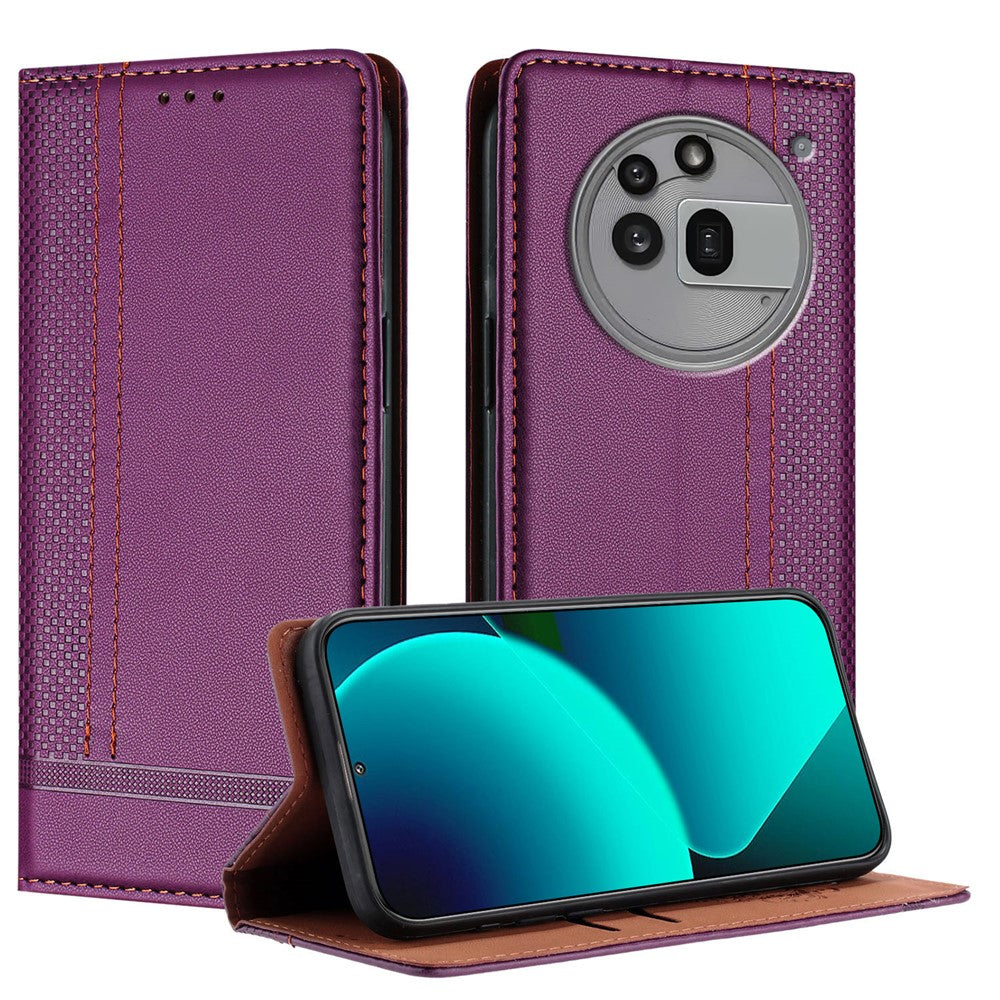 For Nothing Phone (3a) Pro Case L-Shaped Grid Pattern Leather Stand Phone Cover with Card Slots