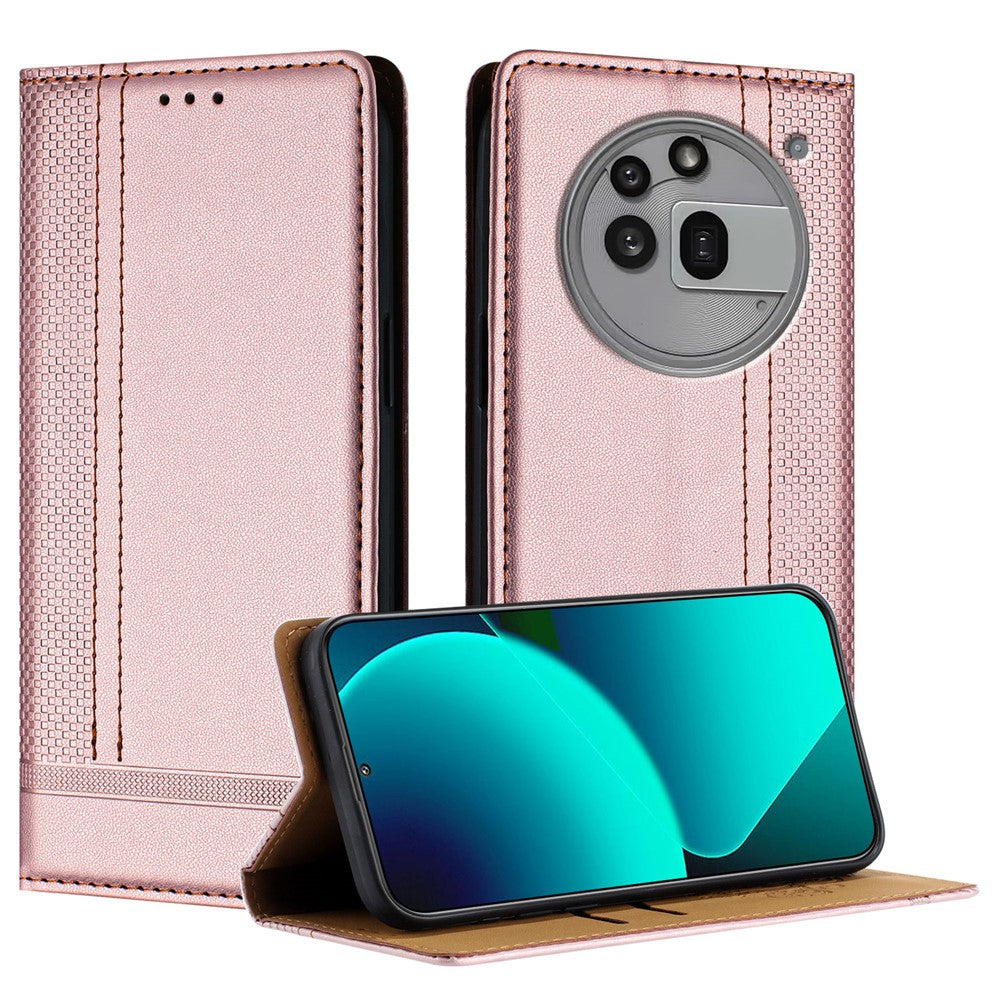 For Nothing Phone (3a) Pro Case L-Shaped Grid Pattern Leather Stand Phone Cover with Card Slots