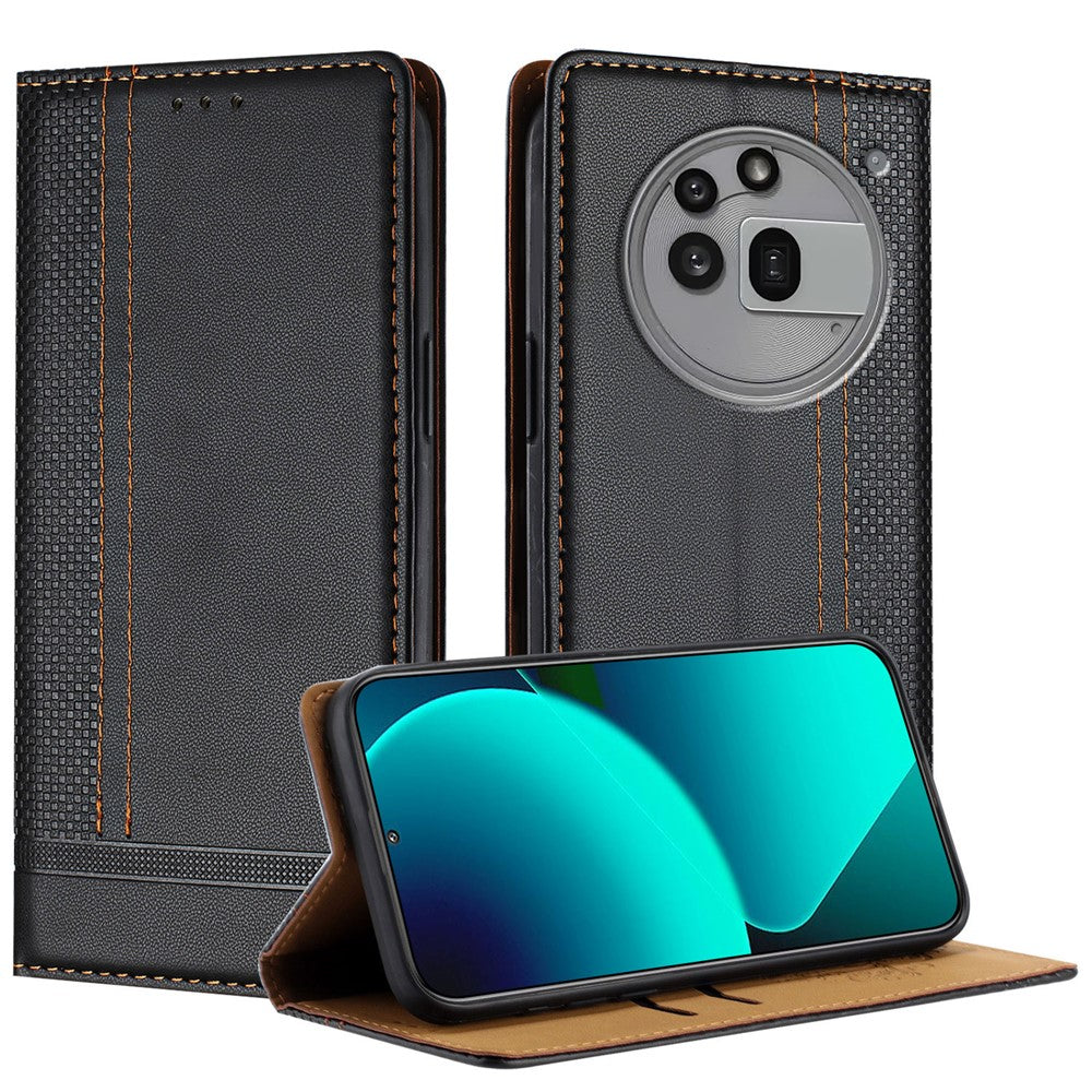 For Nothing Phone (3a) Pro Case L-Shaped Grid Pattern Leather Stand Phone Cover with Card Slots