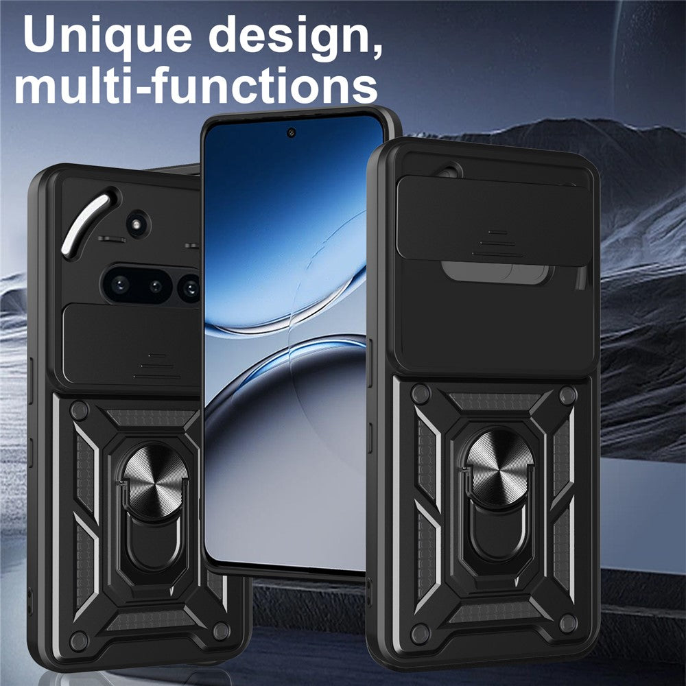 For Nothing Phone (3a) Case with Slide Camera Lid PC + TPU Kickstand Phone Cover