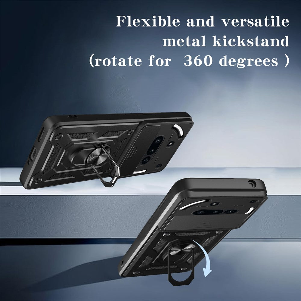 For Nothing Phone (3a) Case with Slide Camera Lid PC + TPU Kickstand Phone Cover