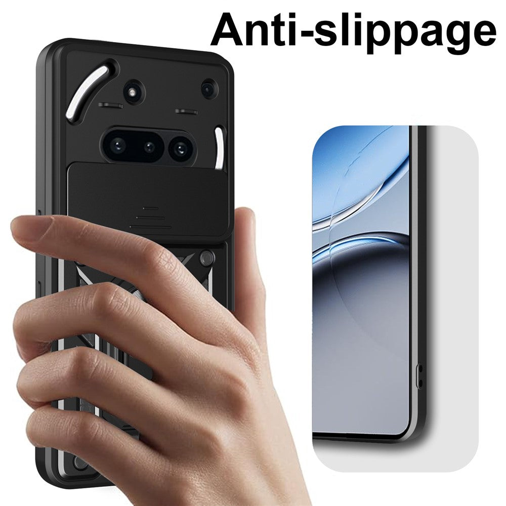 For Nothing Phone (3a) Case with Slide Camera Lid PC + TPU Kickstand Phone Cover