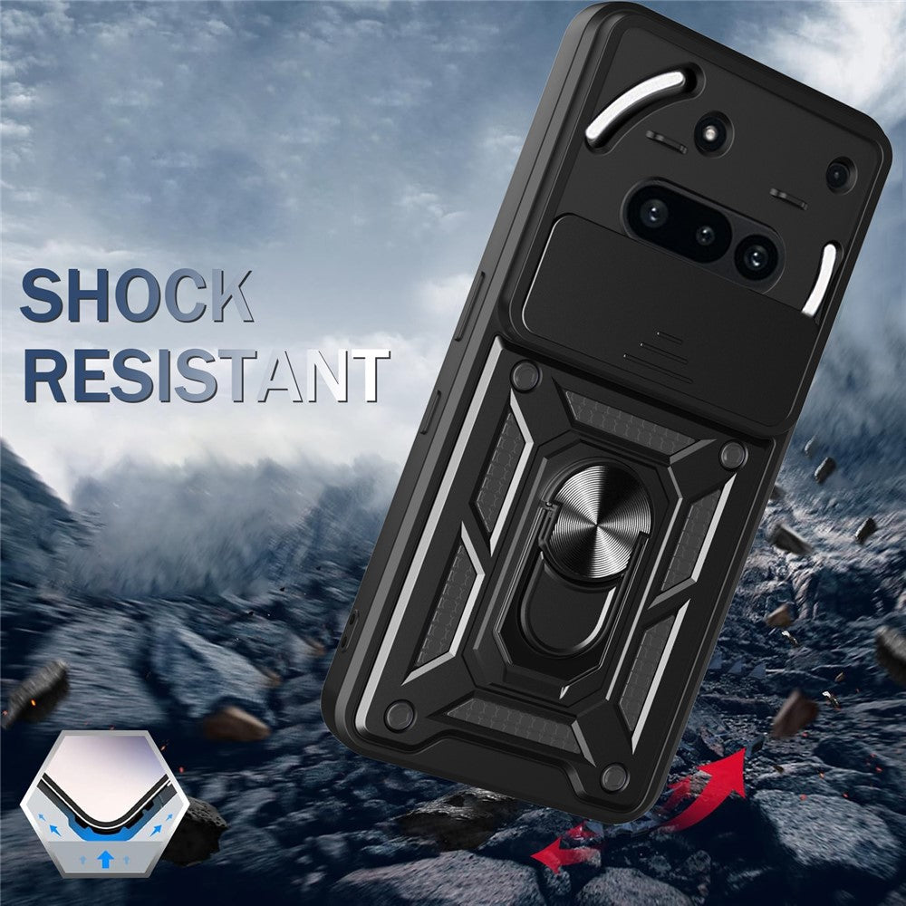 For Nothing Phone (3a) Case with Slide Camera Lid PC + TPU Kickstand Phone Cover