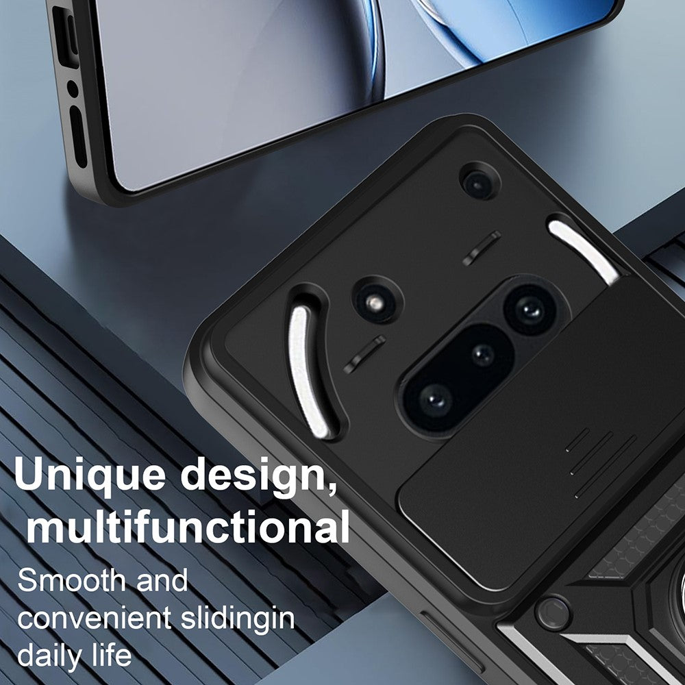 For Nothing Phone (3a) Case with Slide Camera Lid PC + TPU Kickstand Phone Cover