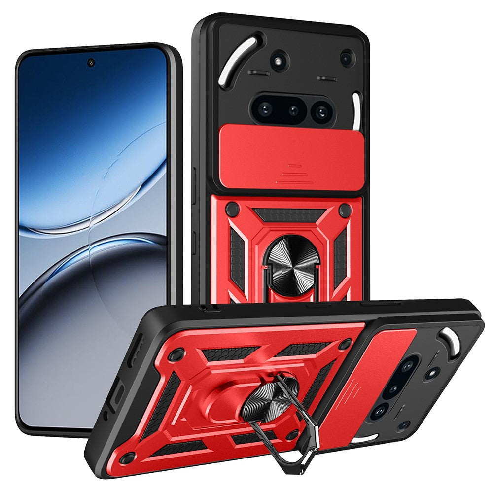 For Nothing Phone (3a) Case with Slide Camera Lid PC + TPU Kickstand Phone Cover