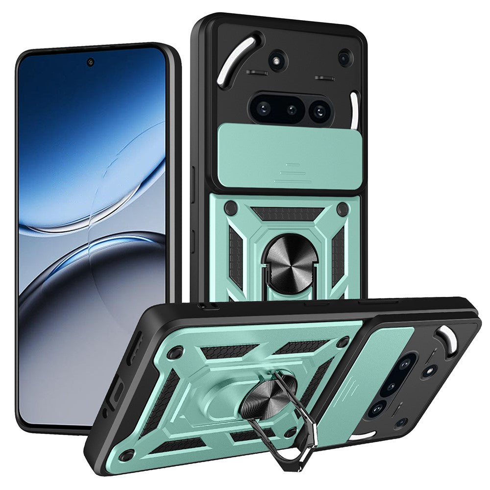 For Nothing Phone (3a) Case with Slide Camera Lid PC + TPU Kickstand Phone Cover