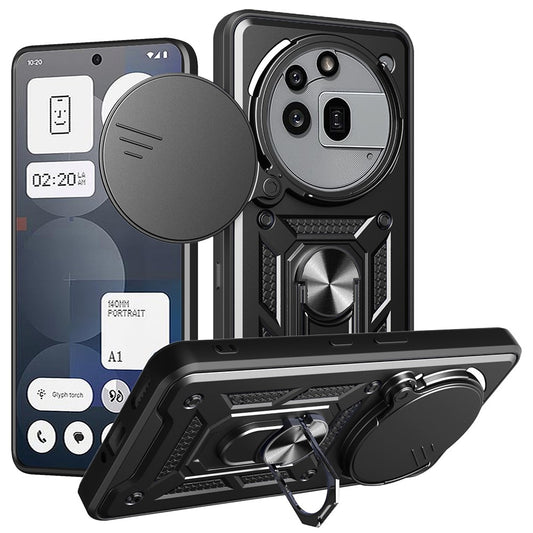 For Nothing Phone (3a) Pro Case with Slide Camera Lid PC + TPU Kickstand Phone Cover
