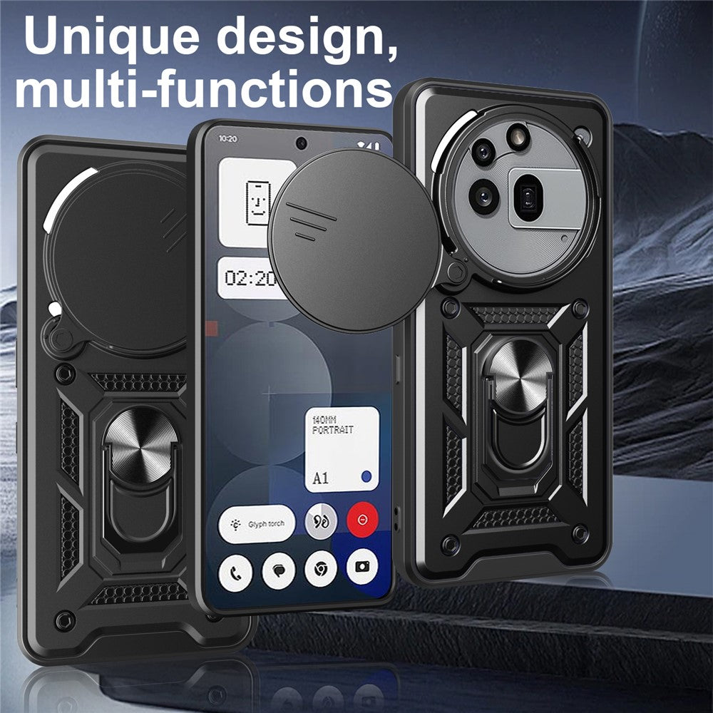 For Nothing Phone (3a) Pro Case with Slide Camera Lid PC + TPU Kickstand Phone Cover