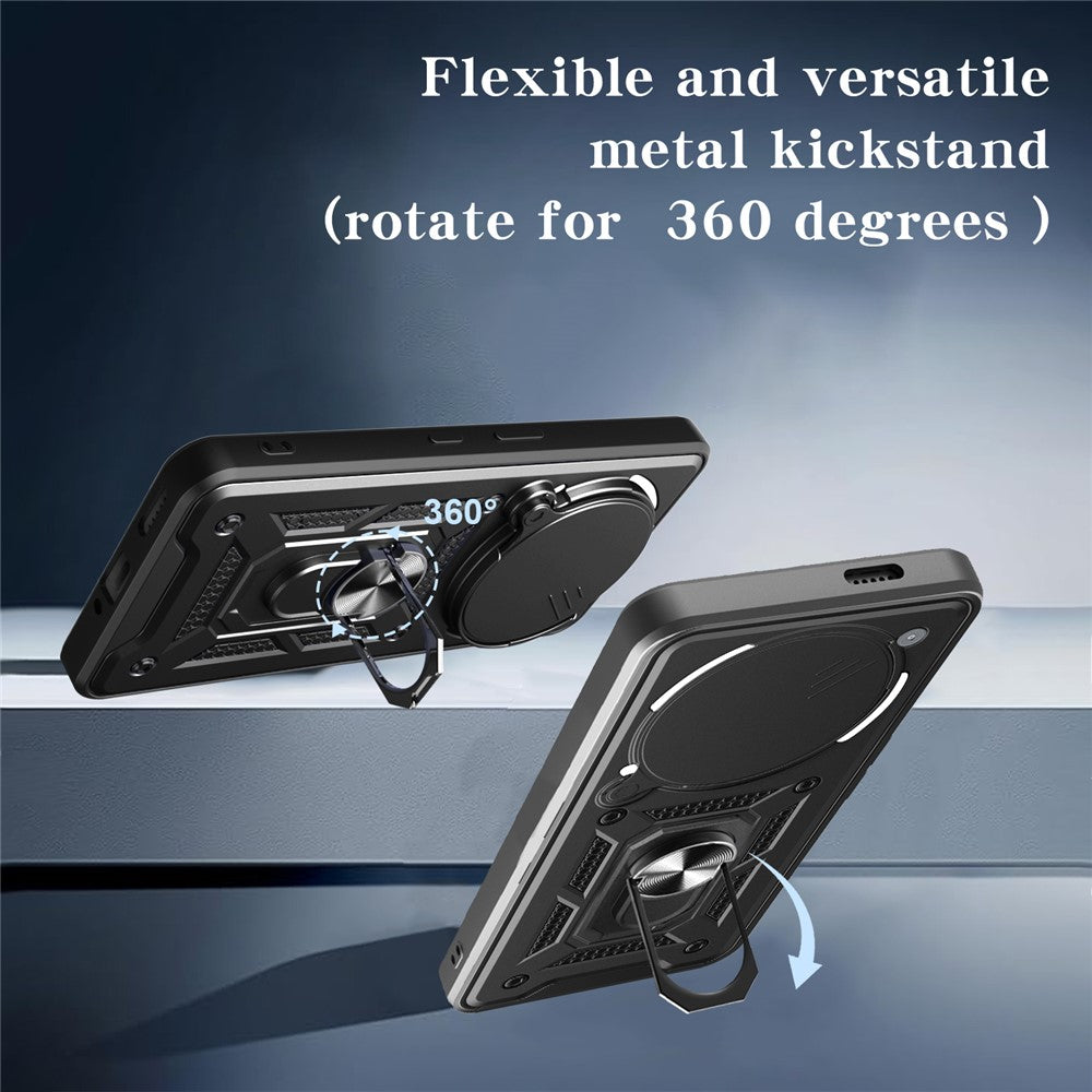 For Nothing Phone (3a) Pro Case with Slide Camera Lid PC + TPU Kickstand Phone Cover