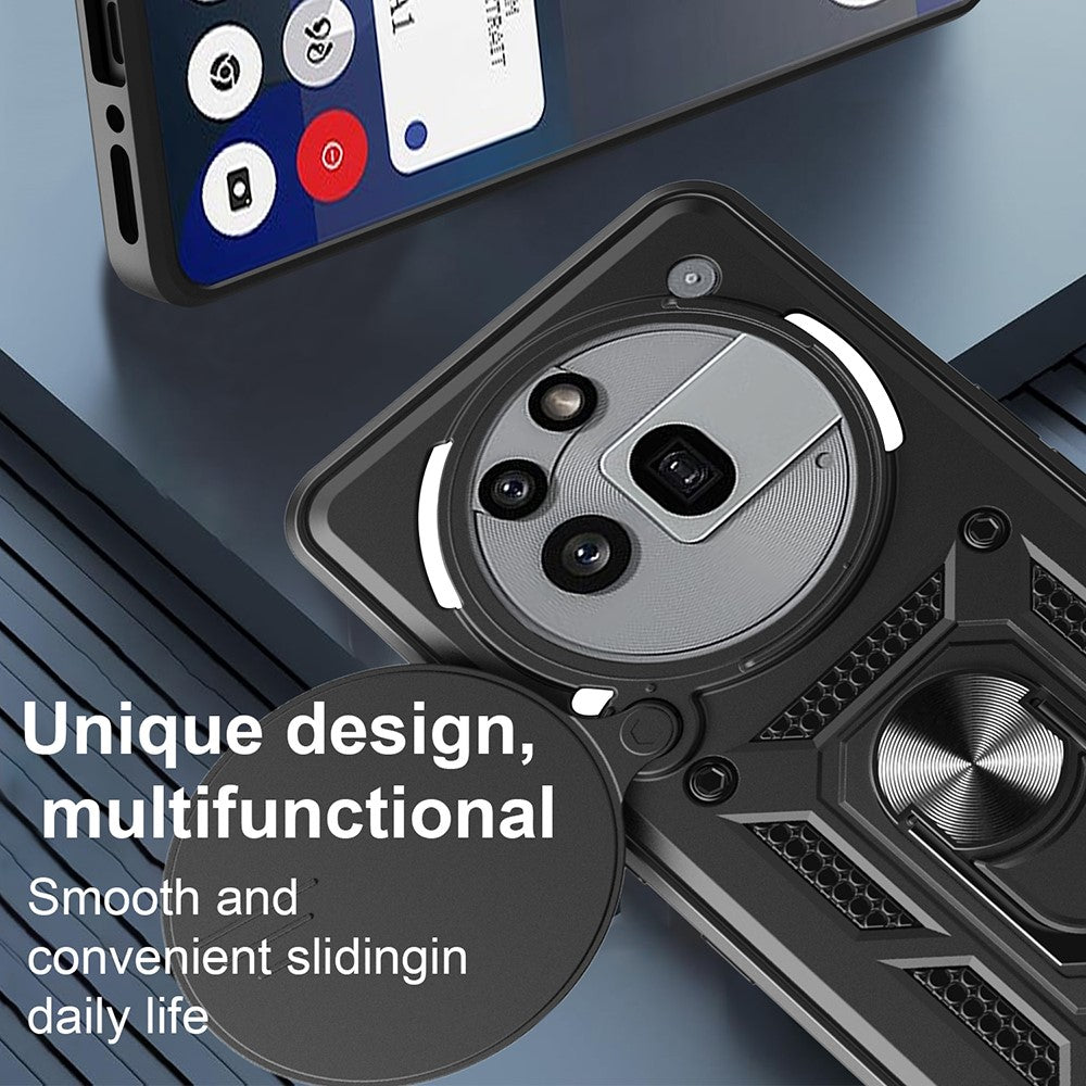 For Nothing Phone (3a) Pro Case with Slide Camera Lid PC + TPU Kickstand Phone Cover