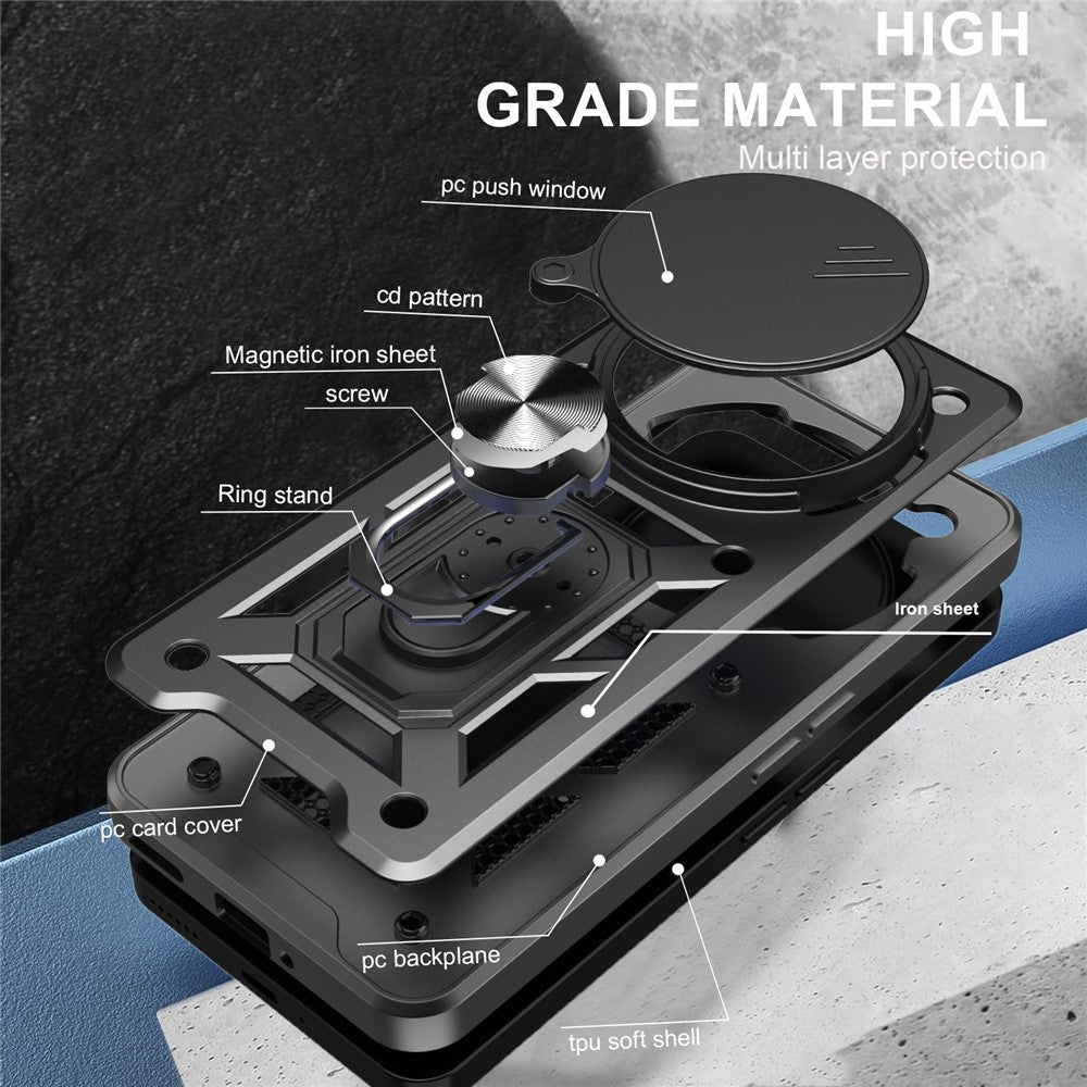 For Nothing Phone (3a) Pro Case with Slide Camera Lid PC + TPU Kickstand Phone Cover