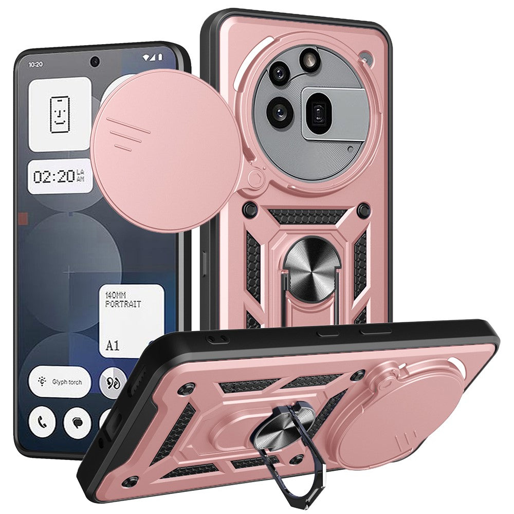 For Nothing Phone (3a) Pro Case with Slide Camera Lid PC + TPU Kickstand Phone Cover