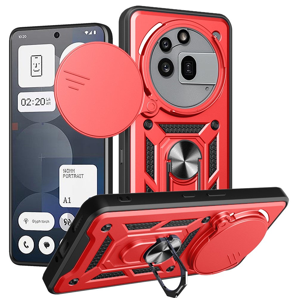 For Nothing Phone (3a) Pro Case with Slide Camera Lid PC + TPU Kickstand Phone Cover