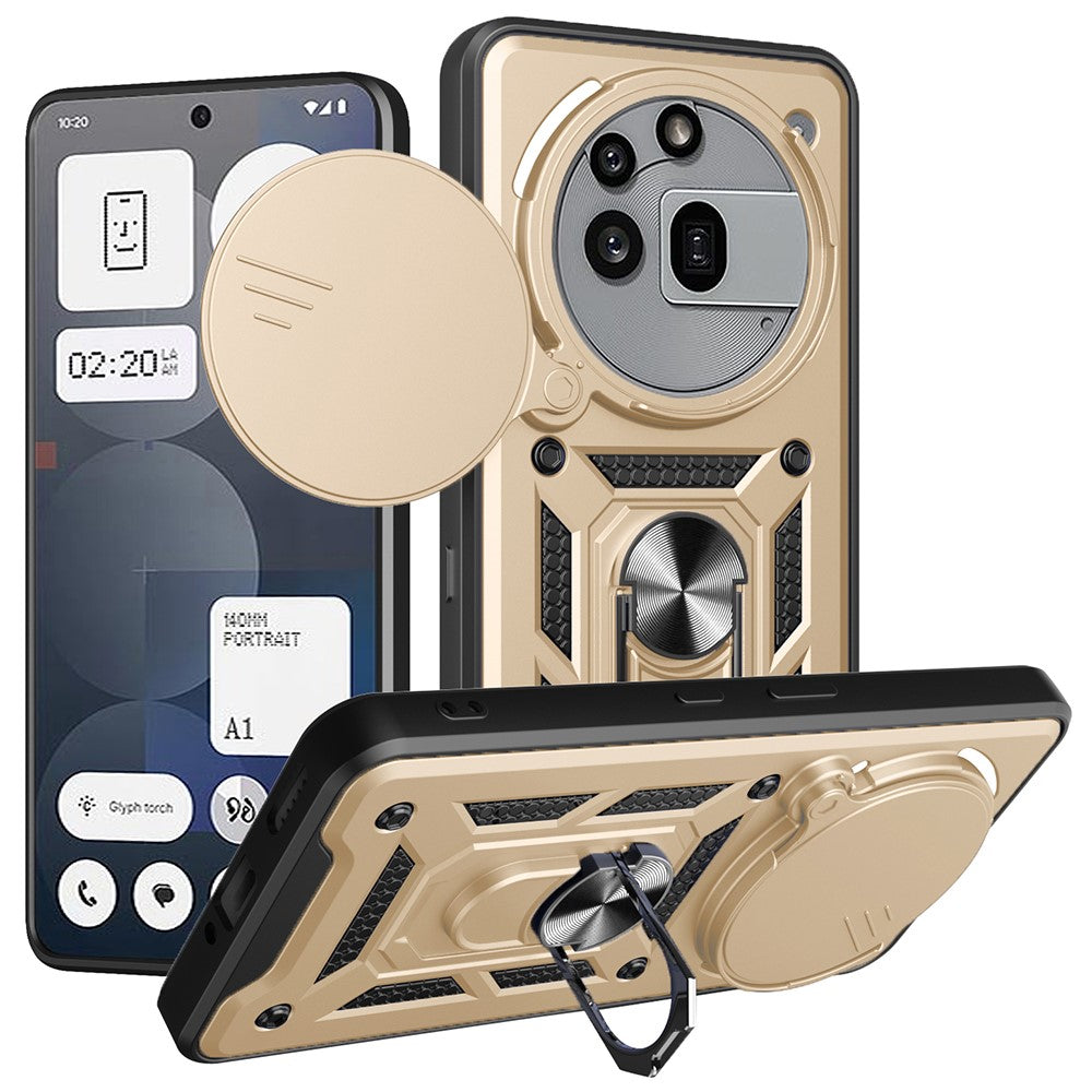 For Nothing Phone (3a) Pro Case with Slide Camera Lid PC + TPU Kickstand Phone Cover