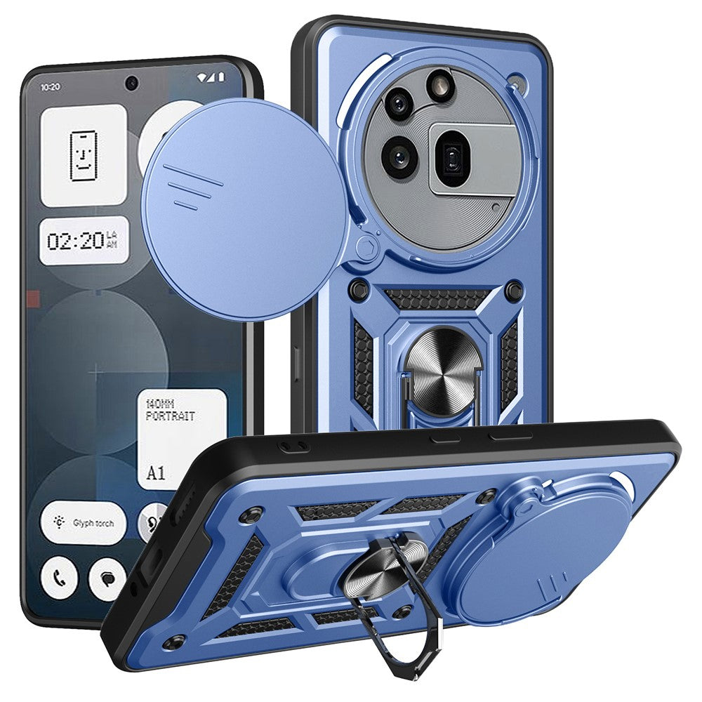 For Nothing Phone (3a) Pro Case with Slide Camera Lid PC + TPU Kickstand Phone Cover