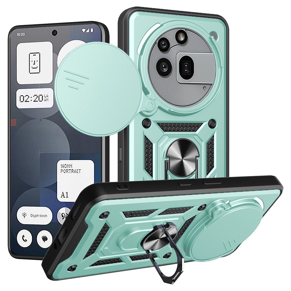 For Nothing Phone (3a) Pro Case with Slide Camera Lid PC + TPU Kickstand Phone Cover