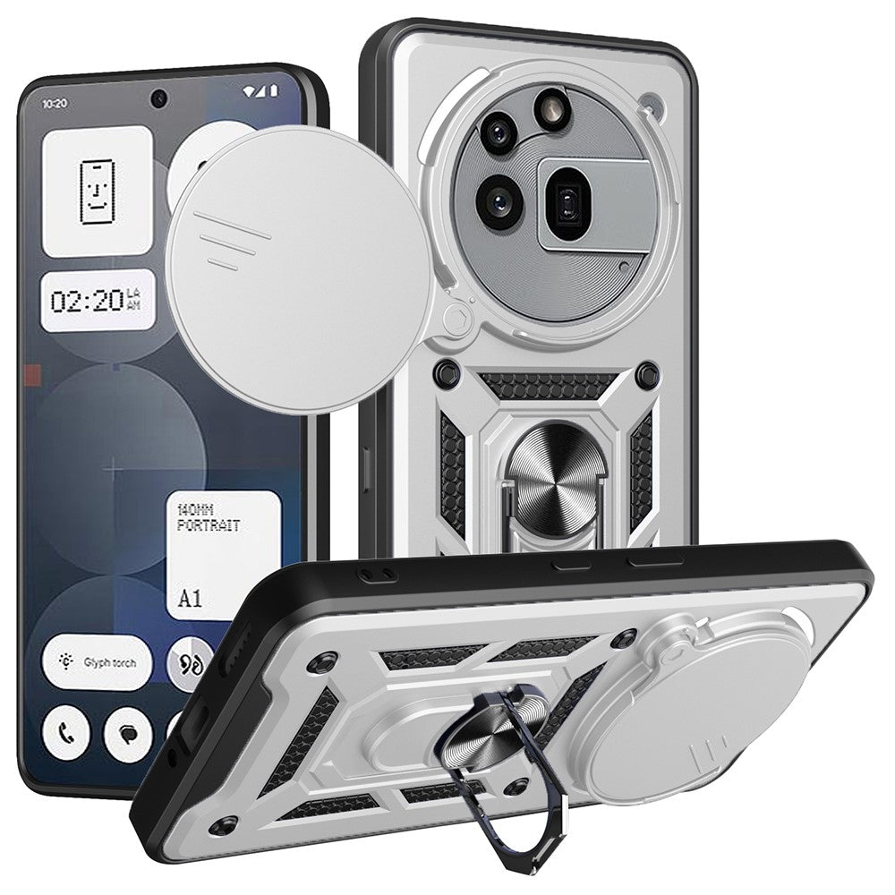 For Nothing Phone (3a) Pro Case with Slide Camera Lid PC + TPU Kickstand Phone Cover