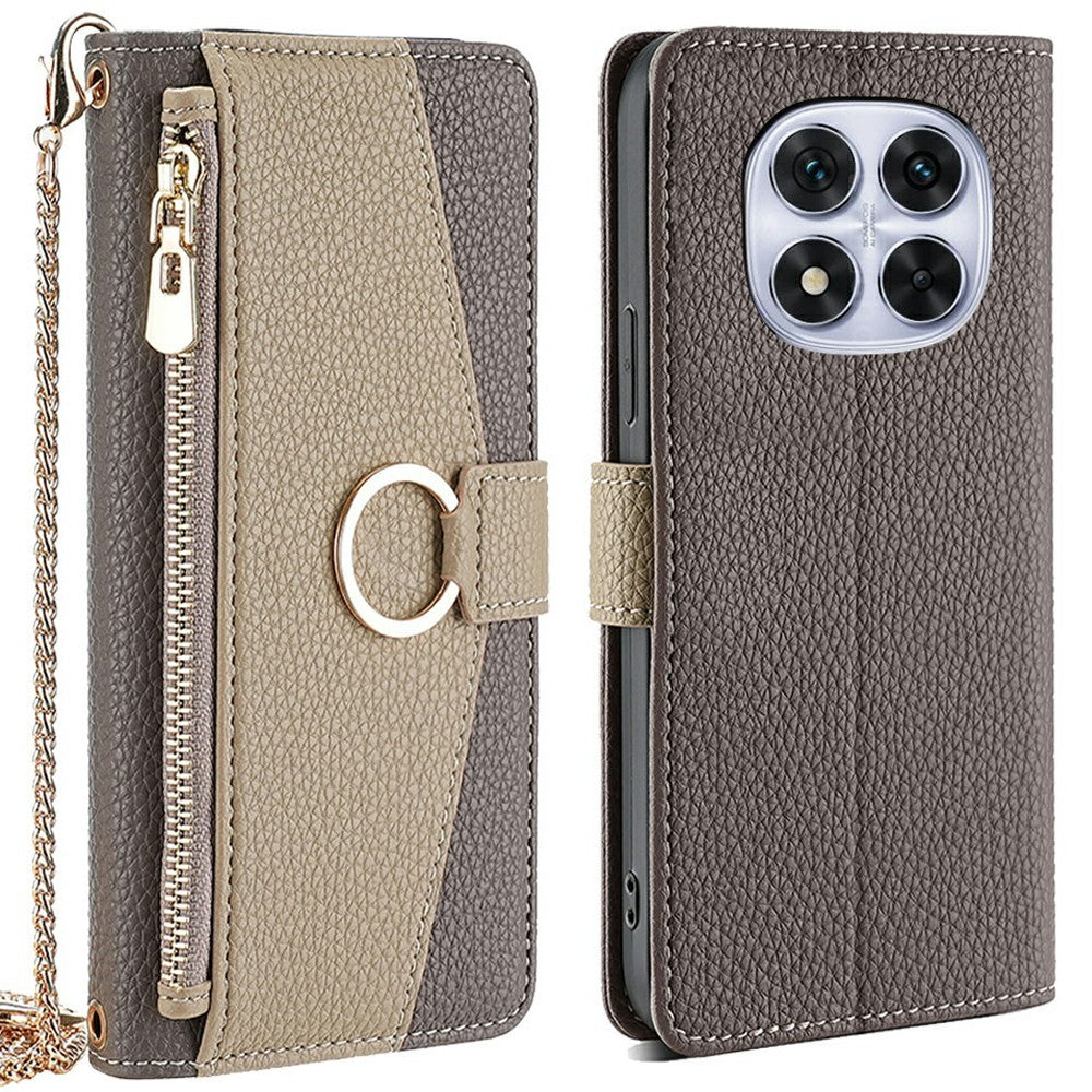Wallet Case for Xiaomi Redmi Note 14 Pro 5G / 14 Pro+ 5G / Poco X7 5G Leather Phone Cover with Mirror / Chain Shoulder Strap