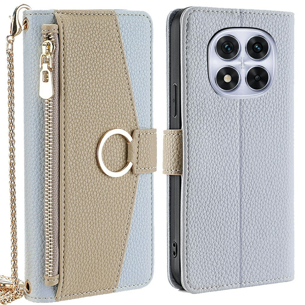 Wallet Case for Xiaomi Redmi Note 14 Pro 5G / 14 Pro+ 5G / Poco X7 5G Leather Phone Cover with Mirror / Chain Shoulder Strap