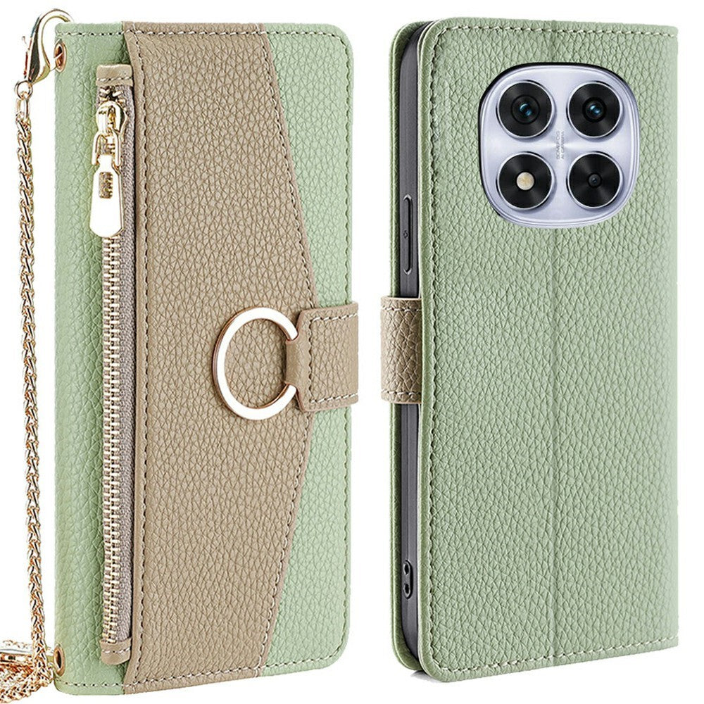 Wallet Case for Xiaomi Redmi Note 14 Pro 5G / 14 Pro+ 5G / Poco X7 5G Leather Phone Cover with Mirror / Chain Shoulder Strap